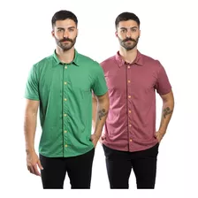 Camisa Masculina Slim Kit 2 Peças Malha Sustentavel Estonada