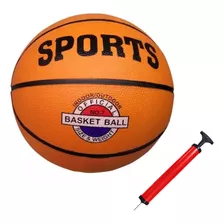 Bola Basquete Basketball Tamanho Oficial E Bomba Para Encher