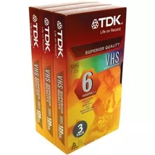 Tdk 120 Min Vhs Video Cassette Paquete De 3