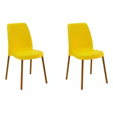 2 Cadeiras Tramontina Vanda Amarelas Pernas Linheiro