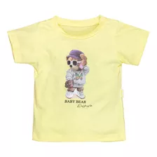 Camiseta Baby Bear Menina: Elegância Amarelo Em Tons Suaves