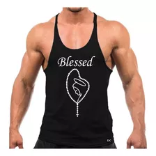 Camiseta Regata Cavada Masculina Academia Treino Blessed