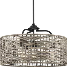 Lavelle Collection 4-light Natural Rattan Global Pendant Han