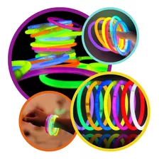 Kit 100 Pulseiras Neon Festa Balada Brilho Fluorescente Led