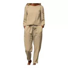 Pantalones, Blusa Lisa De Manga Larga Y Conjuntos Para Mujer