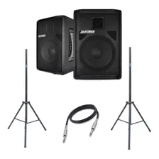 Kit Caixa De Som Ativa Passiva 500w Rms + 2 Tripe + Cabo 10m