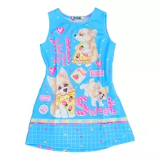 Vestido Infantil Kukie Primavera Verão Regata Yeah! Azul