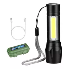 Lanterna Mini Led Lampião Tatica Recarregável Zoom Forte Cor Da Lanterna Preto Cor Da Luz Branco