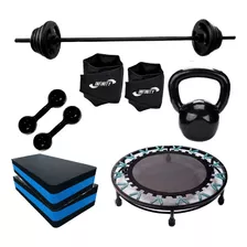 Kit Aeróbico Fitness Jump + Kit Pump 10kg + Step + Halter