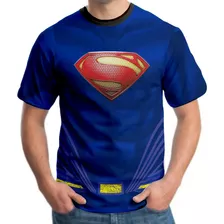 Camiseta Superman Plus Size Masculina Blusa Roupas Azul