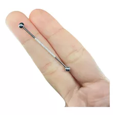 Piercing Transversal Orelha Aço Cirúrgico Com Zircônia 40mm