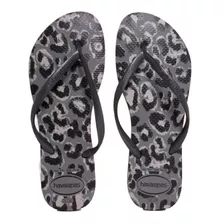 Ojotas De Mujer Havaianas Slim Animal Gris Negro Original