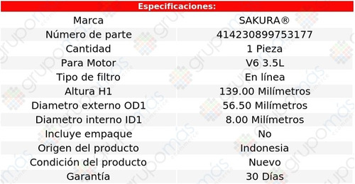 Filtro Combustible Sakura Vehicross V6 3.5l Isuzu 99/01 Foto 2