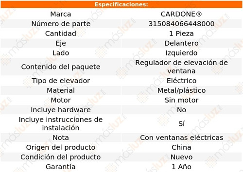 (1) Elevador Cristal Elect Del Izq Mercedes-benz 300te 91/93 Foto 5