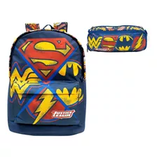 Kit Mochila Escolar Superman Liga Da Justiça Flash Notebook