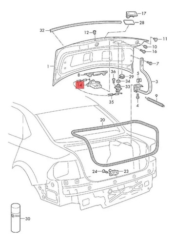 Chapa Cajuela Cerradura Volkswagen Vento (2014-2021) Foto 4