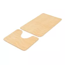 Kit Tapetes Soft Para Banheiro Xadrez Design 02 Peças Cor Bege