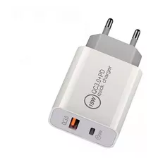 Cargador Rápido Quick Charger 3.0 18w Puerto Usb + Tipo C