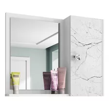 Armário Banheiro De Parede Superior Aéreo Com Espelho Cor Do Móvel Carrara