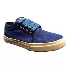 Zapatilla Urbana Lona Ancha Azul Suela Marron 35 / 45 Cali