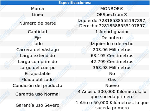 Amortiguador Oespectrum Gas Delantero Strada De 2007 A 2014 Foto 3