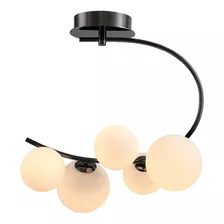 Plafon Nero Globo Vidro P/g9 Bella Iluminação Mm001 St2138 Cor Preto E Branco 110v/220v