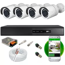 Kit Cftv Com 4 Câmeras Dvr 4 Canais 4ch Full Hd Fd1 Cabo