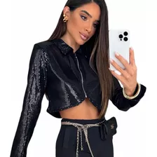 Casaquinho Cropped Luxo Feminino Blusa De Frio Festa Balada