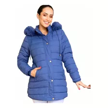 Jaqueta Nylon Preta Feminina Alongada Forrada Puffer Inverno