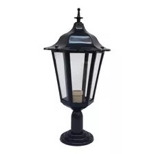 Farol Colonial Exterior 6 Caras De Vidrio Para Muro Negro - Mecaluz*