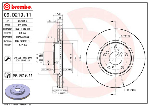 2 Discos De Freno Delanteros Honda Hr-v 2017 1.8l Brembo Foto 3