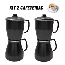 Kit 2 Cafeteiras Aluminio Craqueada Econômica Preta Oferta