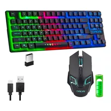 Juegos Inalámbricos Tkl Teclado Ratón Combo Recargable Led R