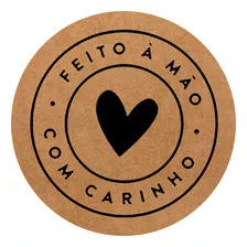 100 Adesivos Em Kraft 5cm - Feito À Mão Com Carinho