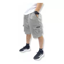 Bermuda Cargo Masculina Corta Vento Verão Bolsos Skate Cinza