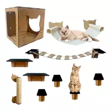 Kit Parque Para Gatos 10 Itens Playground Rede E Arranhador