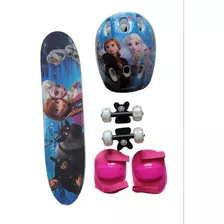 Skate Infantil Frozen C/ Kit De Segurança 