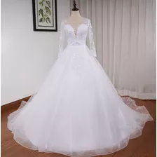 Vestido Noiva Longo Princesa Lindo Casamento Cauda '142b'