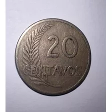 Moneda 20 Centavos De 1921 Perú 