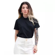 Blusa Feminina Básica Gola Larga Em Ribana