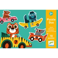 Puzzle Duo - 10 Puzzles Coches Carrera - Djeco - 