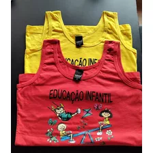 Kit 2 Camisetas 100% Algodão Estampa Edu Infantil Regata