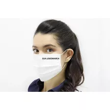 100 Mascaras Personalizada Sua Logo Tecido Dupl Proteção 