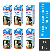 Leche Semi Descremada Sin Lactosa 1 Lt Colun, Pack 6