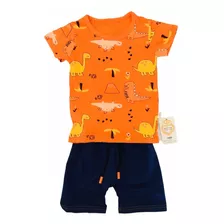 Conjunto Short Y Polera Dinosaurio Para Niños