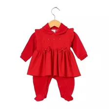 Macacão Plush Pandora Infantil Vermelho Com Casaco De Pele 