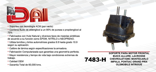 Soporte Motor Frontal Oldsmobile Intrigue 3.5l V6 99-02 Dai Foto 2