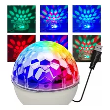 Mini Luz De Festa Globo Giratório Colorido Discoteca Led Usb 5v Branco