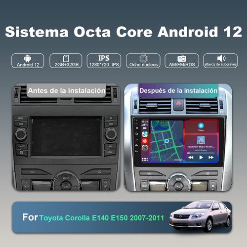 Estreo Para Toyota Corolla 2007-2011 Wireless Carplay Gps Foto 3