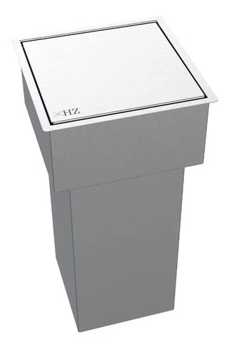 Lixeira Quadrada Inox 10l Para Bancada - Tampa Click Cinza